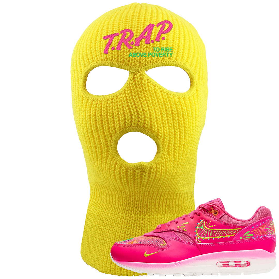Familia Hyper Pink 1s Ski Mask | Trap To Rise Above Poverty, Yellow
