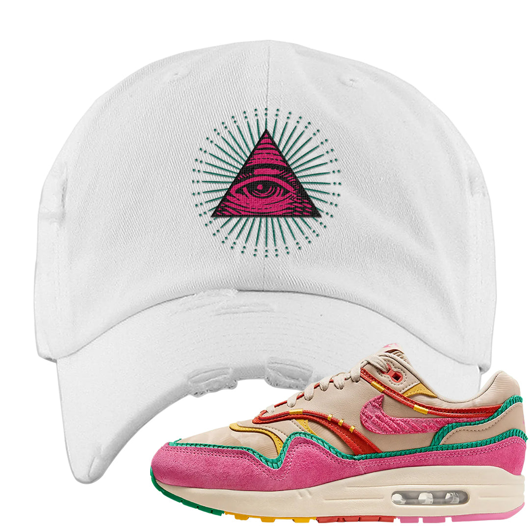 Familia 1s Distressed Dad Hat | All Seeing Eye, White