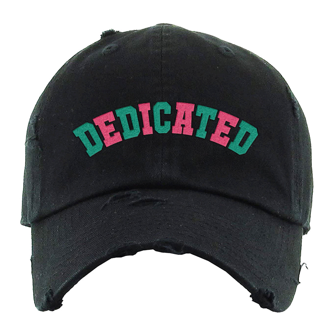 Familia 1s Distressed Dad Hat | Dedicated, Black