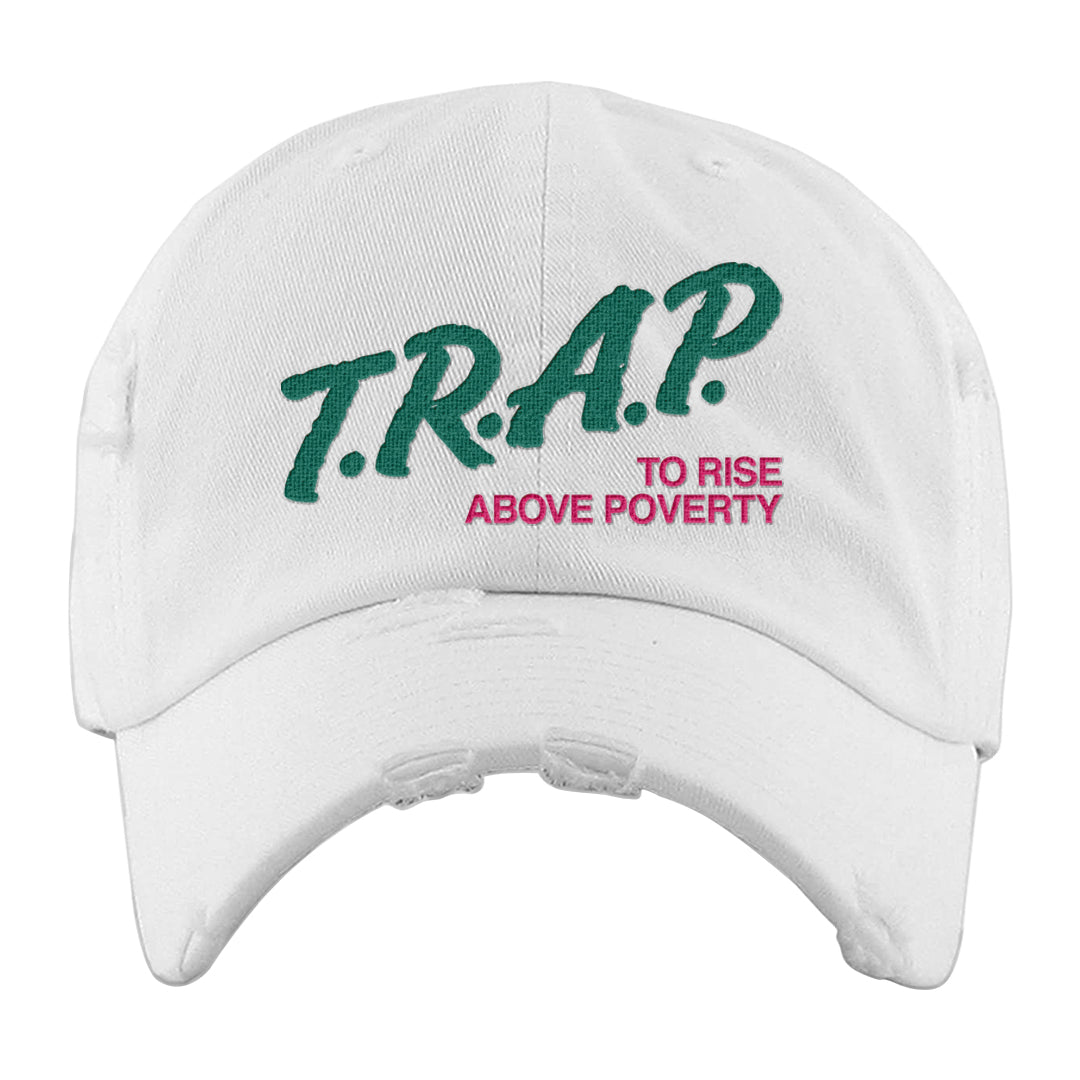 Familia 1s Distressed Dad Hat | Trap To Rise Above Poverty, White