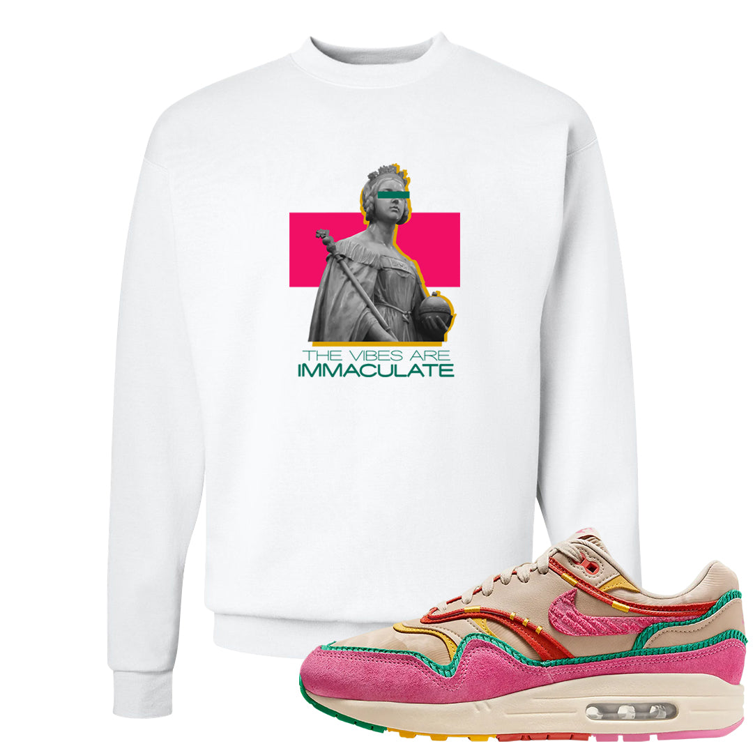 Familia 1s Crewneck Sweatshirt | The Vibes Are Immaculate, White