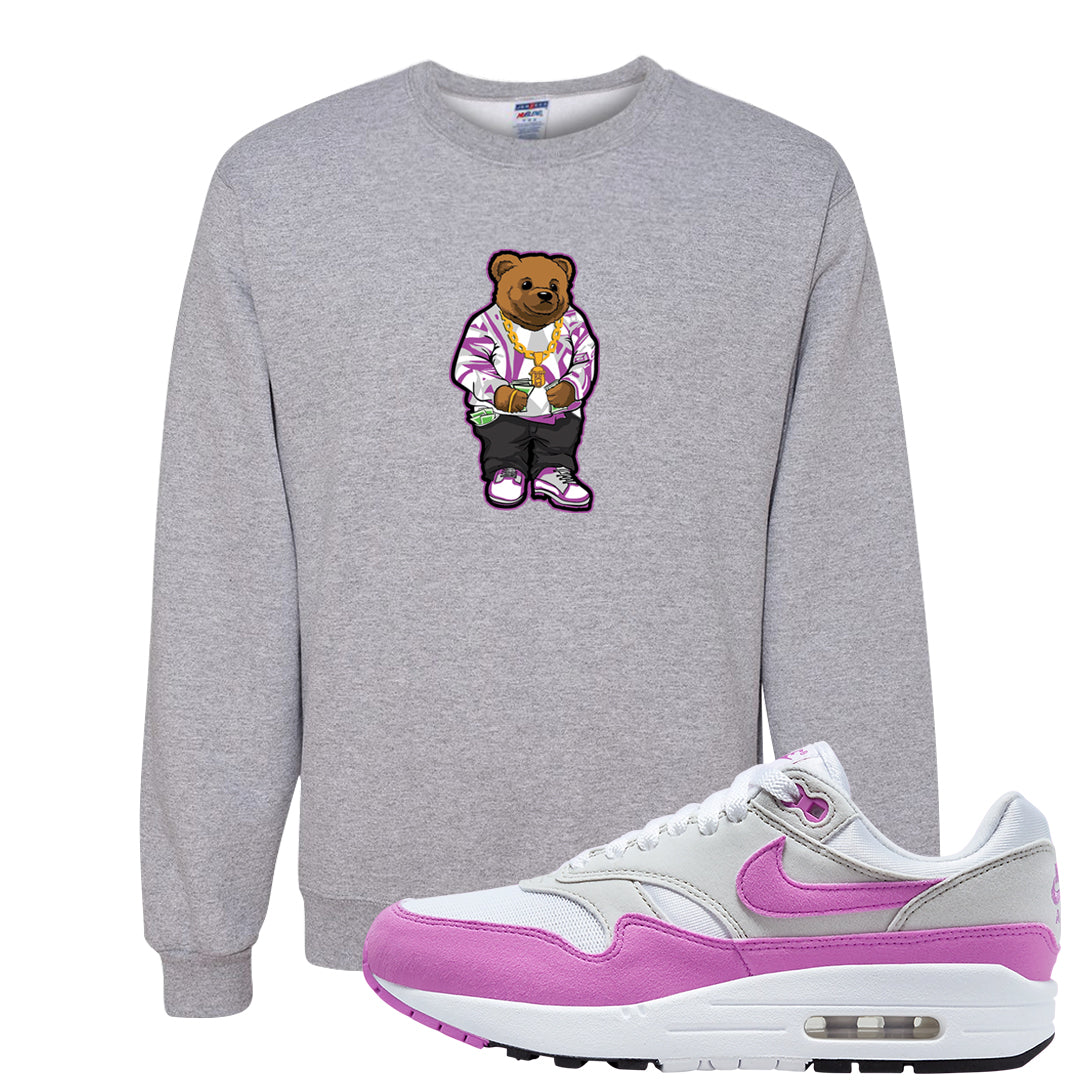 Fuchsia Dream 1s Crewneck Sweatshirt | Sweater Bear, Ash
