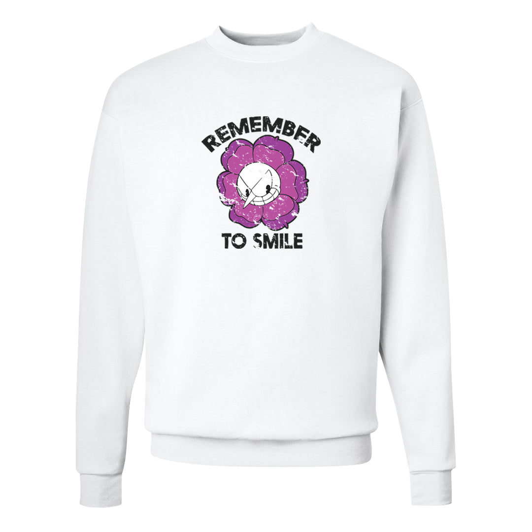 Fuchsia Dream 1s Crewneck Sweatshirt | Remember To Smile, White