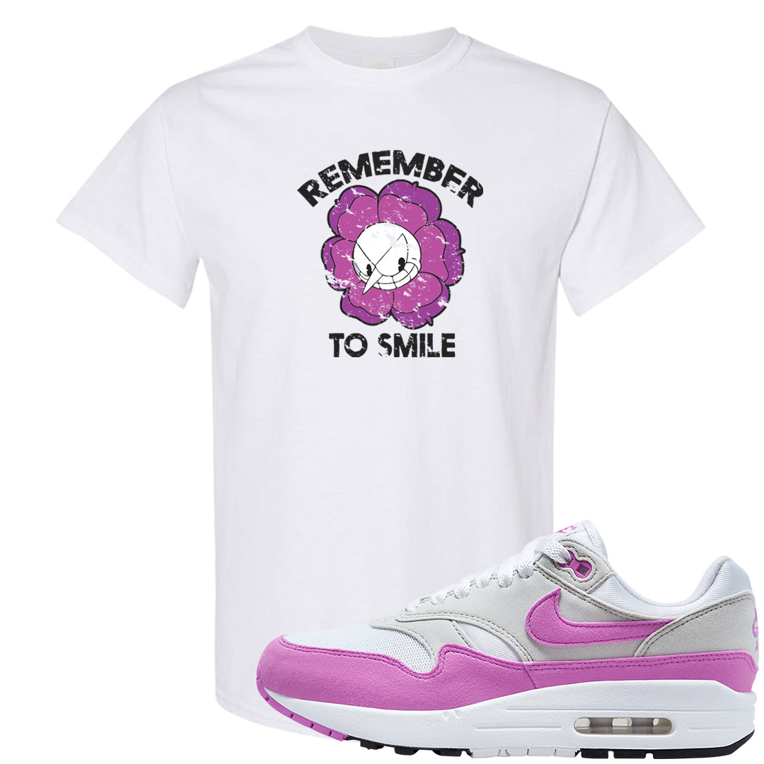 Fuchsia Dream 1s T Shirt | Remember To Smile, White