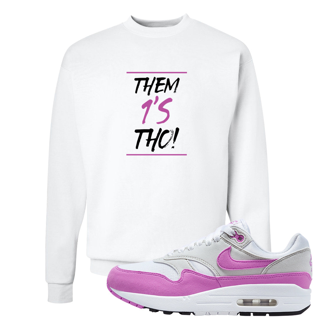 Fuchsia Dream 1s Crewneck Sweatshirt | Them 1s Tho, White