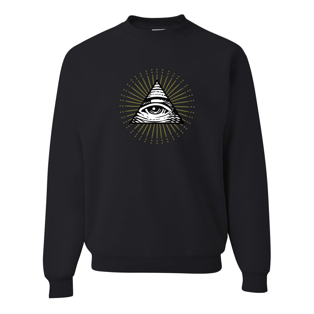 Medium Olive 1s Crewneck Sweatshirt | All Seeing Eye, Black