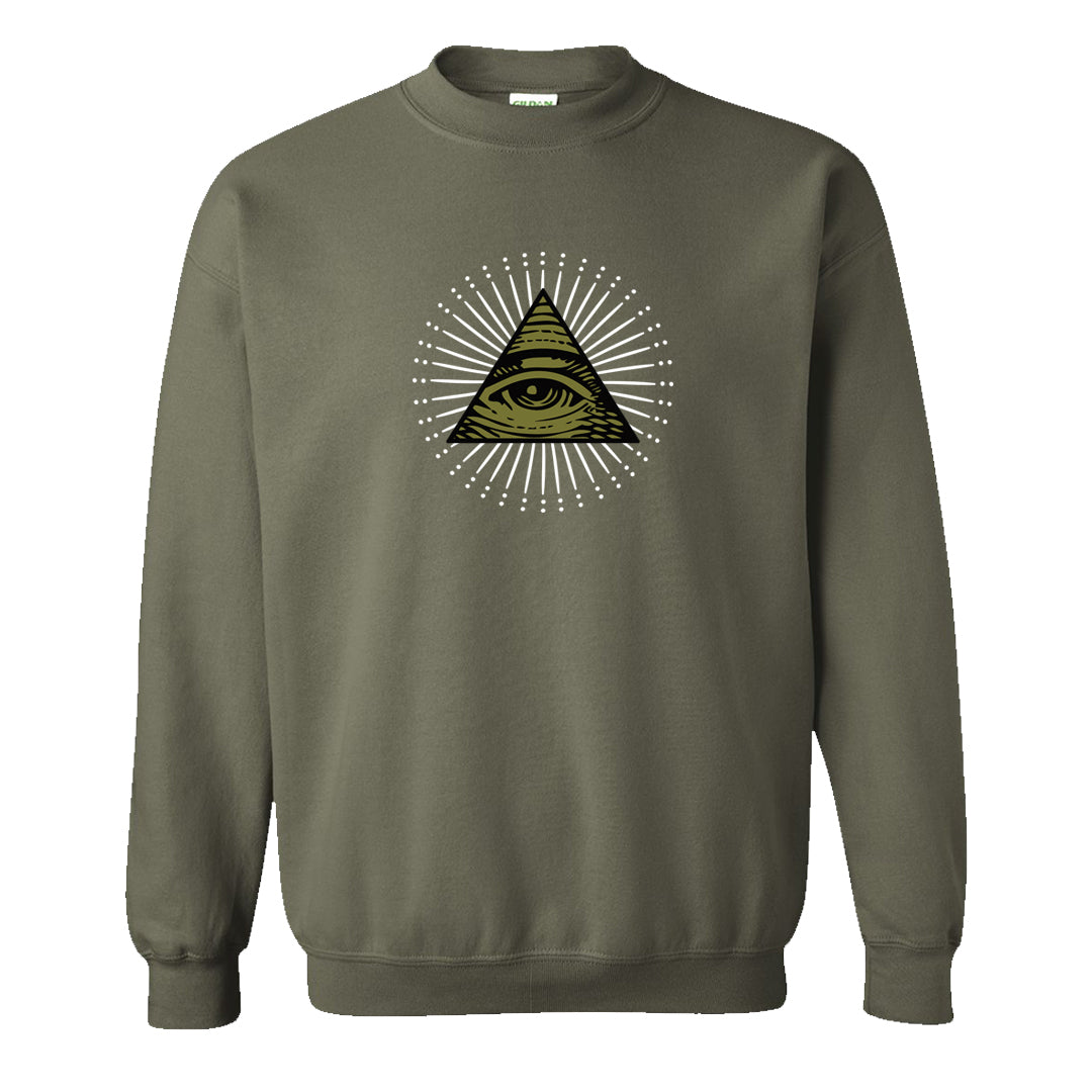 Medium Olive 1s Crewneck Sweatshirt | All Seeing Eye, Military Green