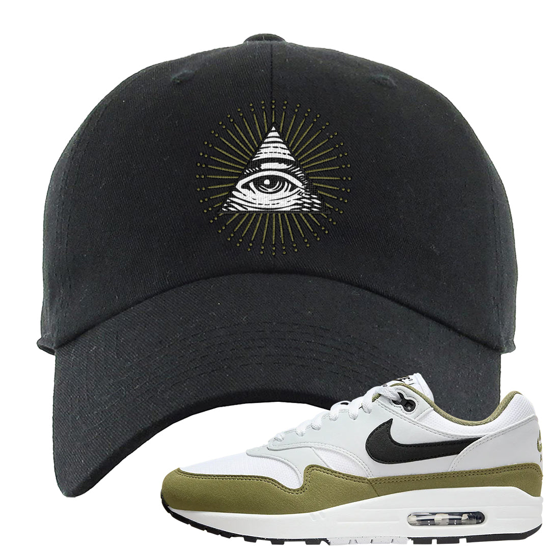 Medium Olive 1s Dad Hat | All Seeing Eye, Black