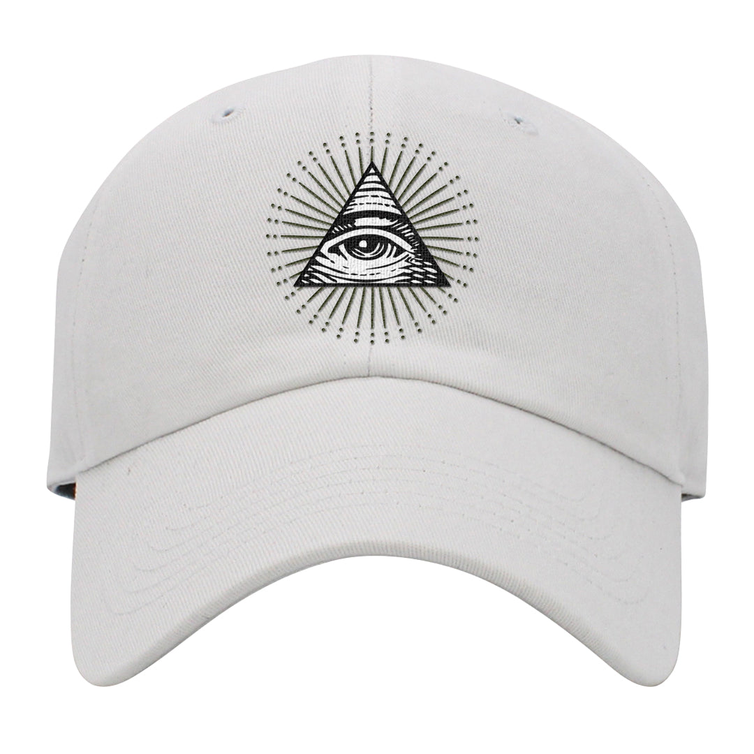 Medium Olive 1s Dad Hat | All Seeing Eye, White