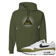 Medium Olive 1s Hoodie | All Seeing Eye, Military Green