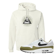 Medium Olive 1s Hoodie | All Seeing Eye, White