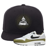 Medium Olive 1s Snapback Hat | All Seeing Eye, Black