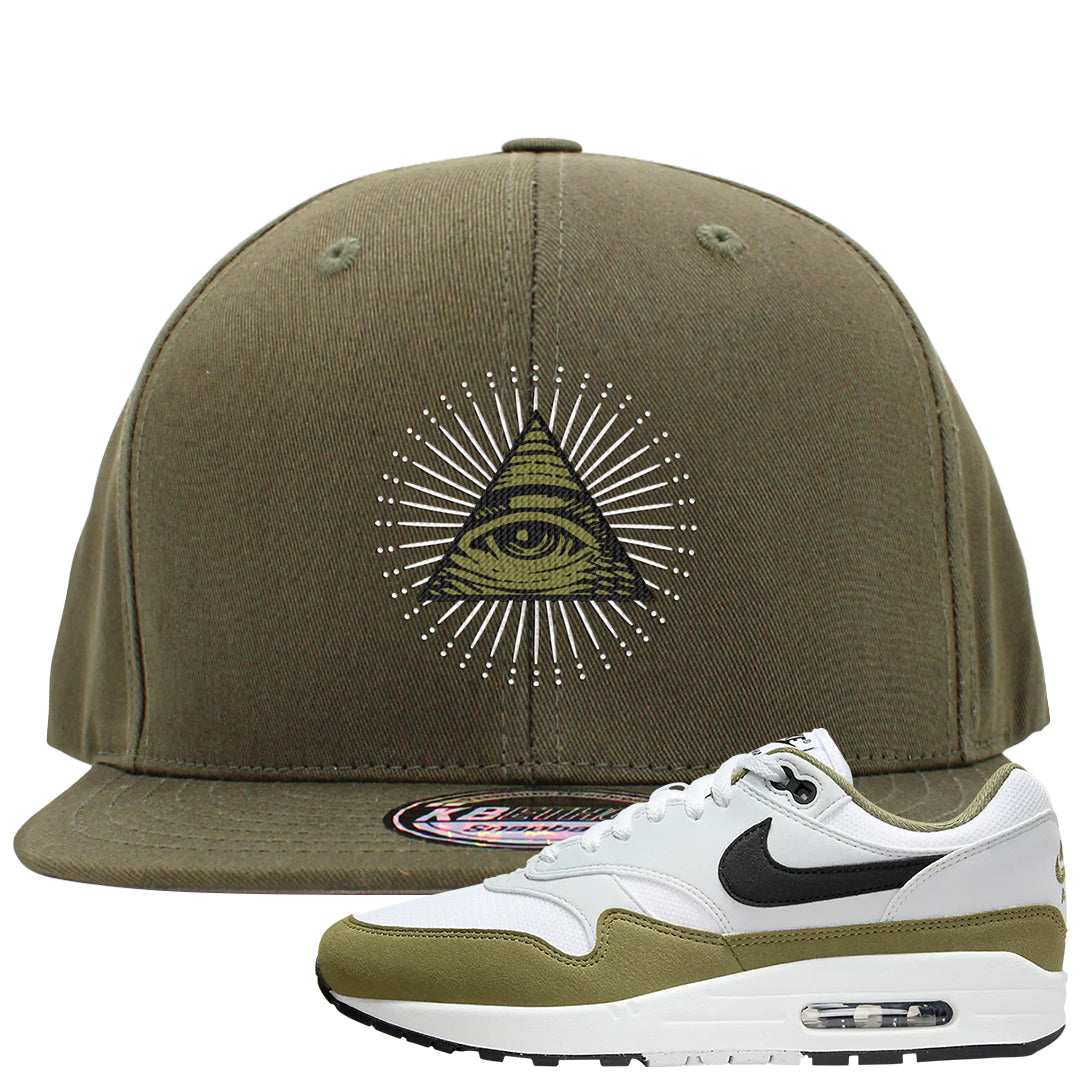 Medium Olive 1s Snapback Hat | All Seeing Eye, Olive