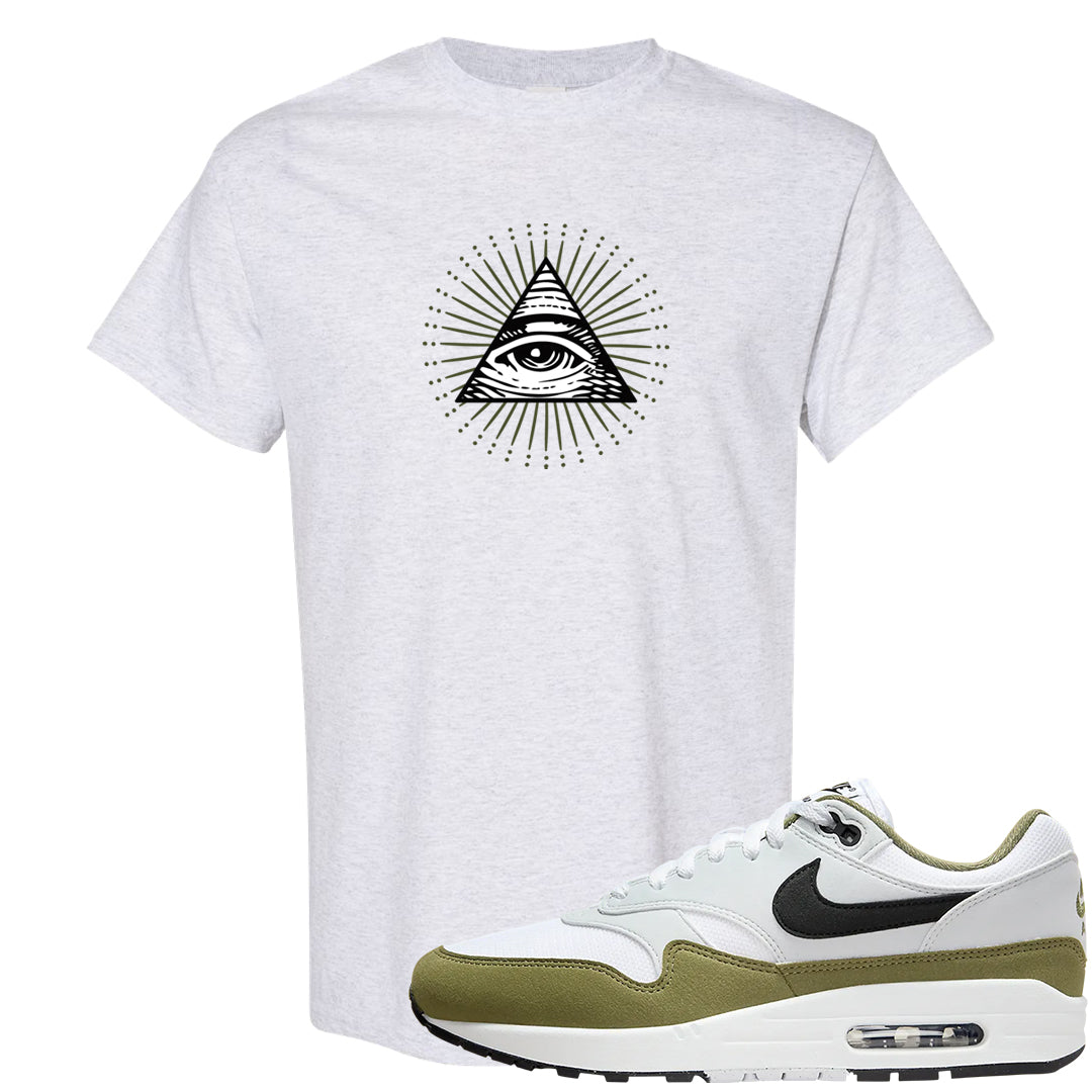 Medium Olive 1s T Shirt | All Seeing Eye, Ash