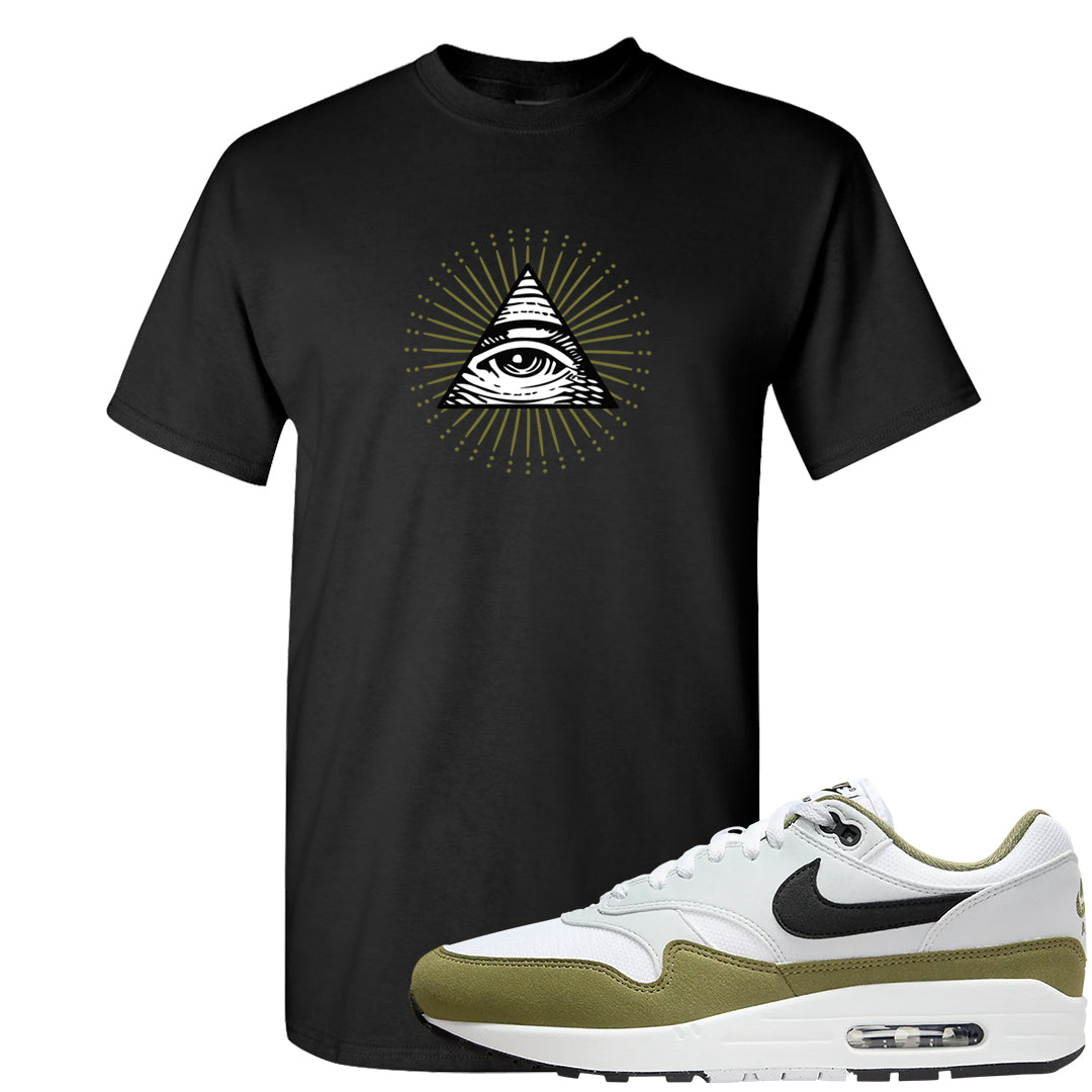 Medium Olive 1s T Shirt | All Seeing Eye, Black