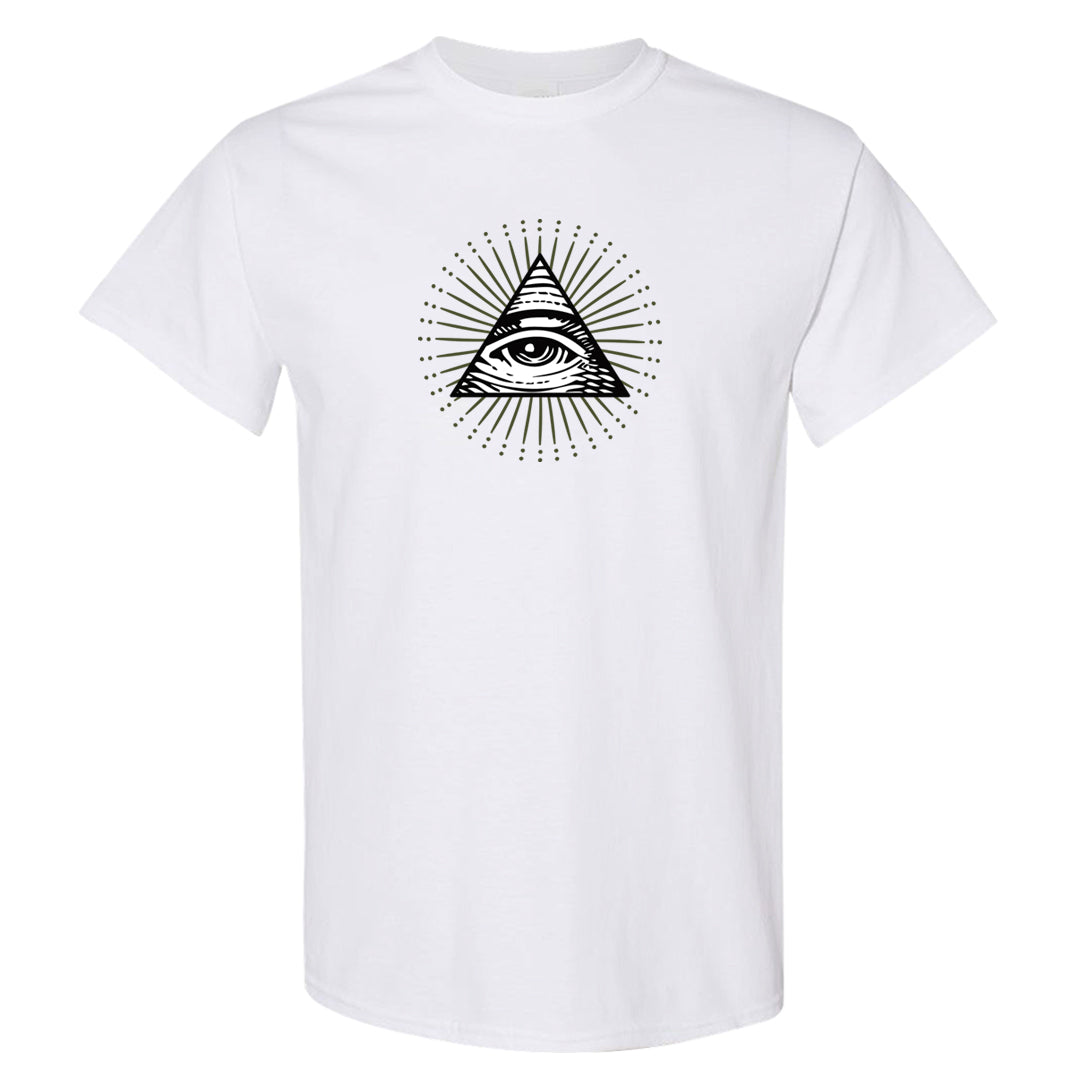 Medium Olive 1s T Shirt | All Seeing Eye, White