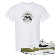 Medium Olive 1s T Shirt | All Seeing Eye, White