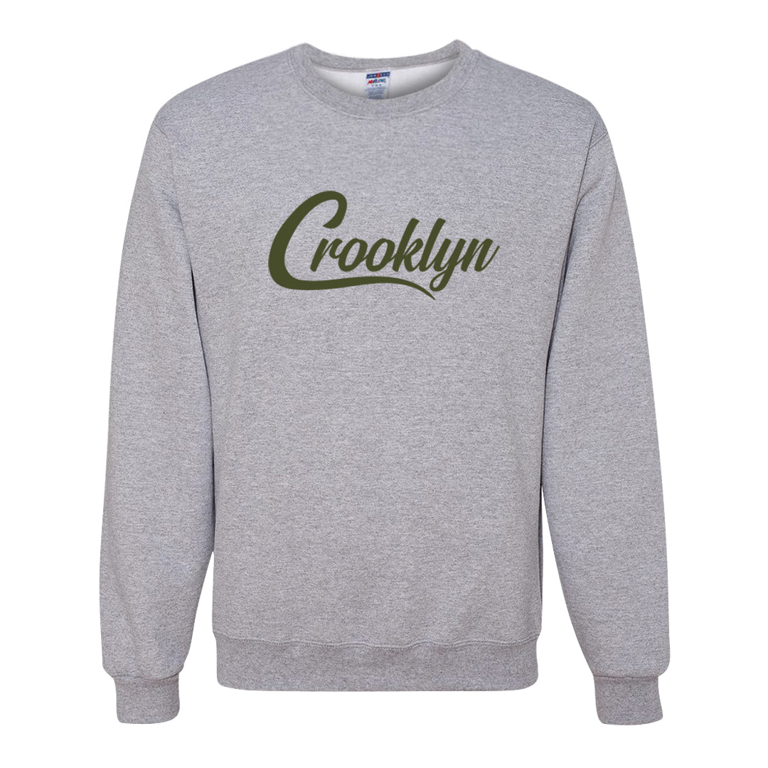 Medium Olive 1s Crewneck Sweatshirt | Crooklyn, Ash