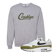 Medium Olive 1s Crewneck Sweatshirt | Crooklyn, Ash