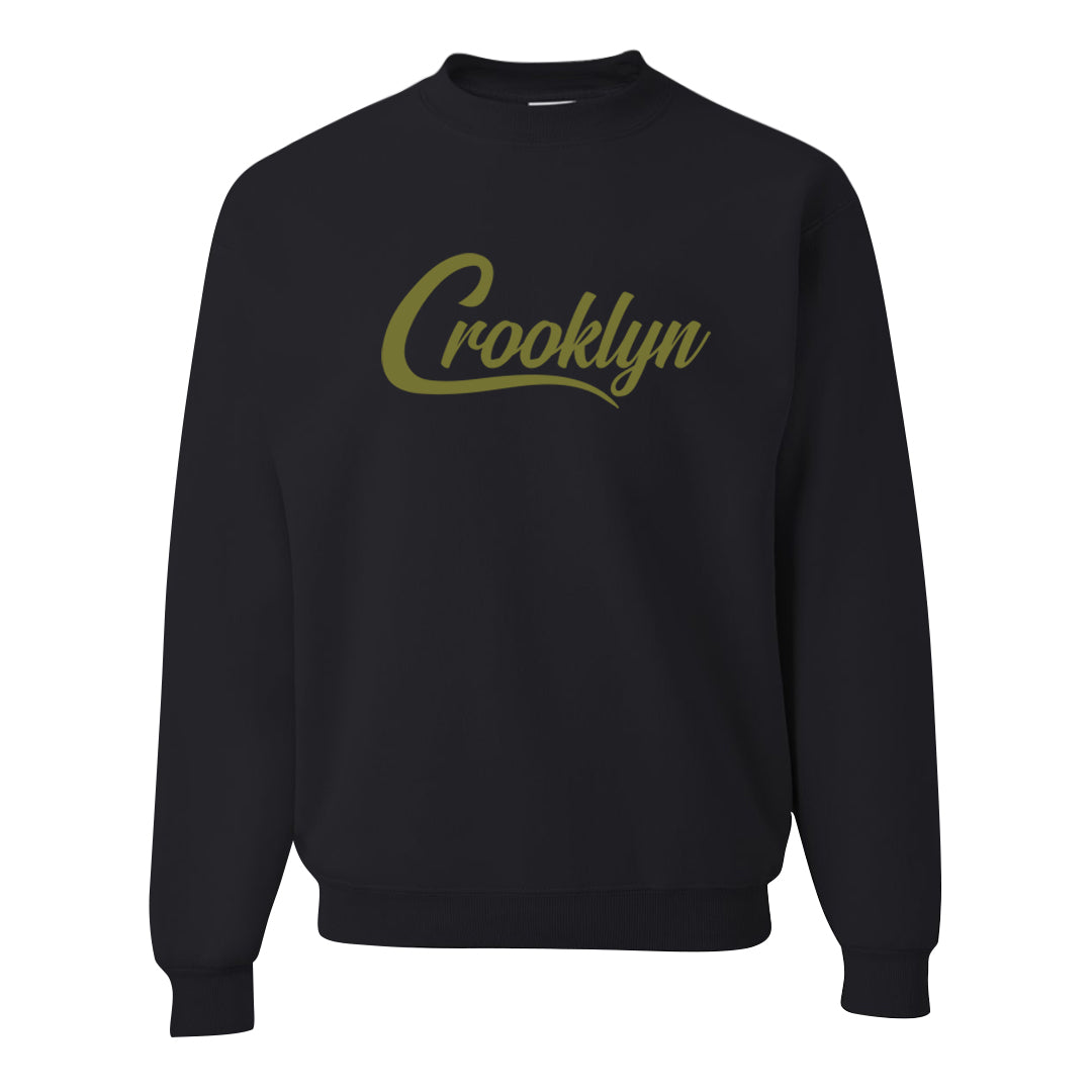 Medium Olive 1s Crewneck Sweatshirt | Crooklyn, Black