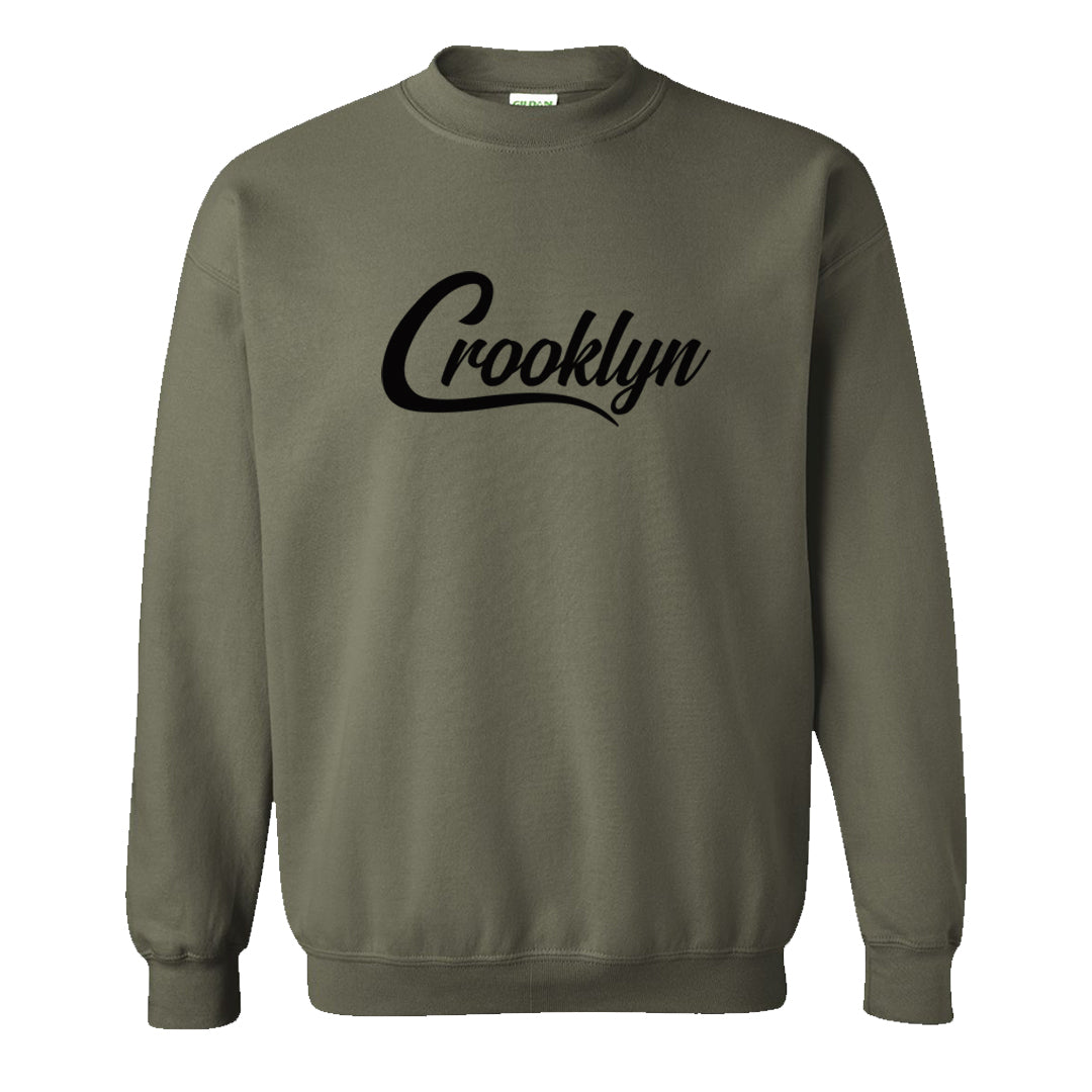 Medium Olive 1s Crewneck Sweatshirt | Crooklyn, Military Green