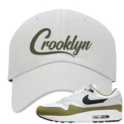 Medium Olive 1s Dad Hat | Crooklyn, White