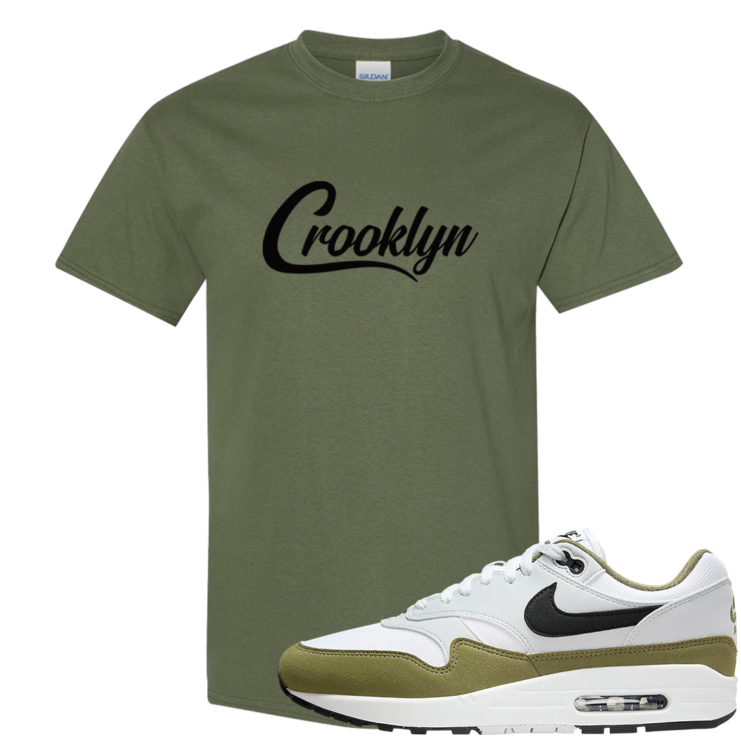 Medium Olive 1s T Shirt | Crooklyn, Military Green