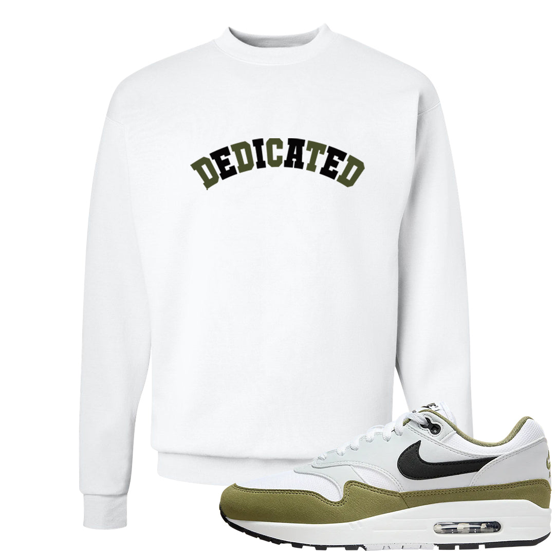 Medium Olive 1s Crewneck Sweatshirt | Dedicated, White