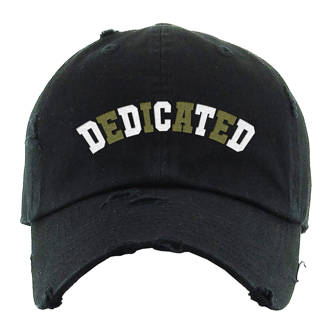 Medium Olive 1s Distressed Dad Hat | Dedicated, Black