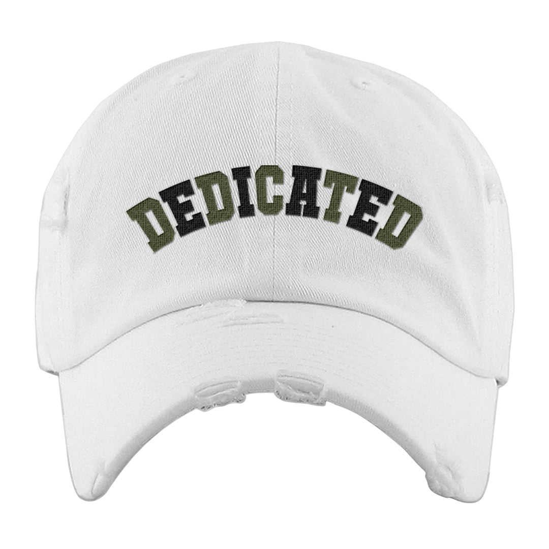 Medium Olive 1s Distressed Dad Hat | Dedicated, White