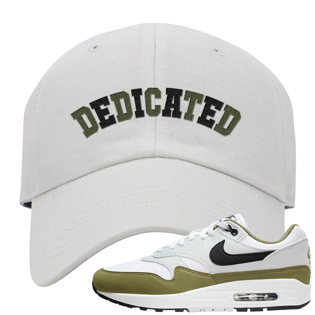 Medium Olive 1s Dad Hat | Dedicated, White