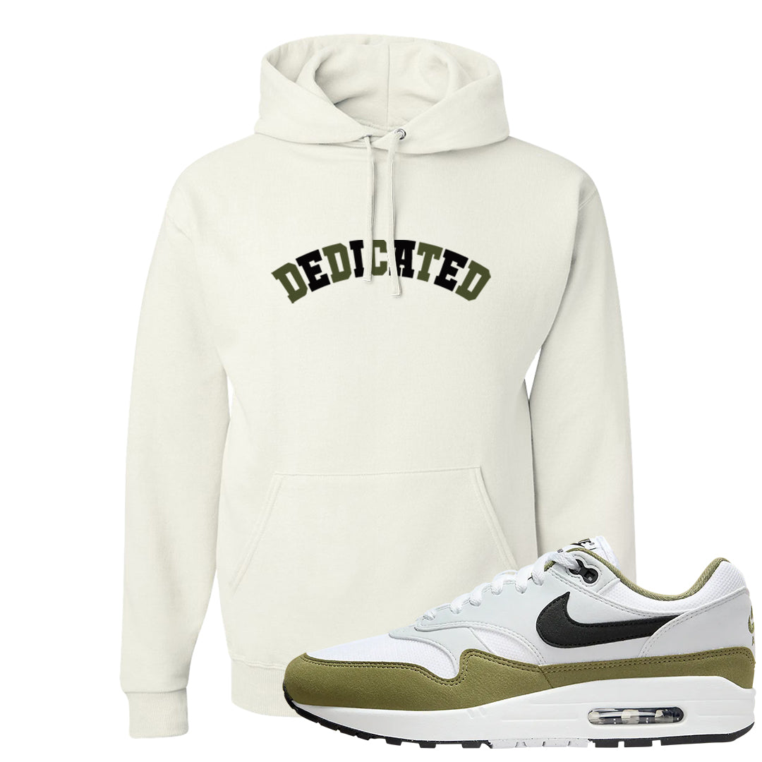 Medium Olive 1s Hoodie | Dedicated, White