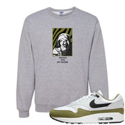 Medium Olive 1s Crewneck Sweatshirt | God Told Me, Ash