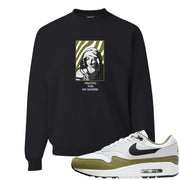 Medium Olive 1s Crewneck Sweatshirt | God Told Me, Black