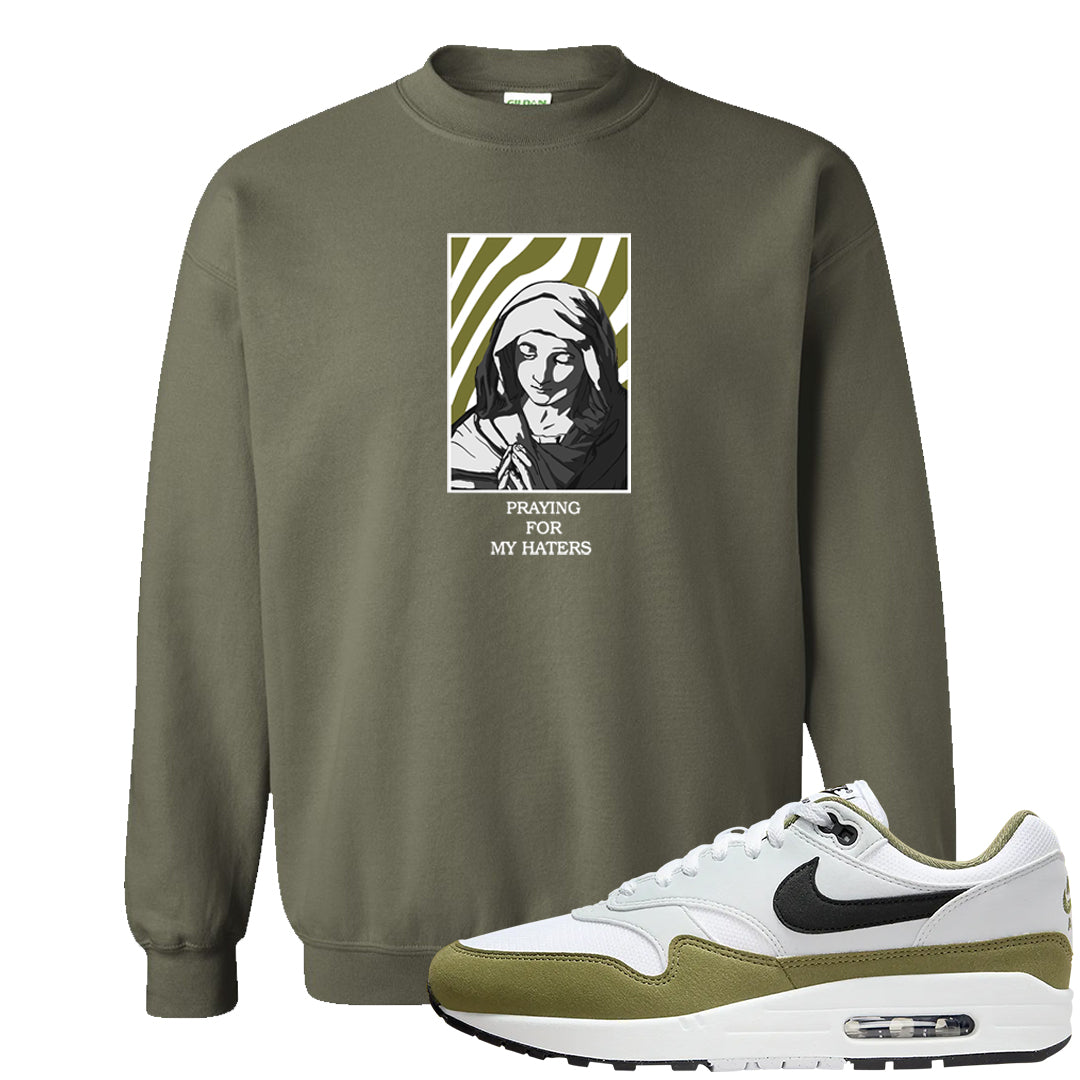 Medium Olive 1s Crewneck Sweatshirt | God Told Me, Military Green