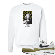 Medium Olive 1s Crewneck Sweatshirt | God Told Me, White