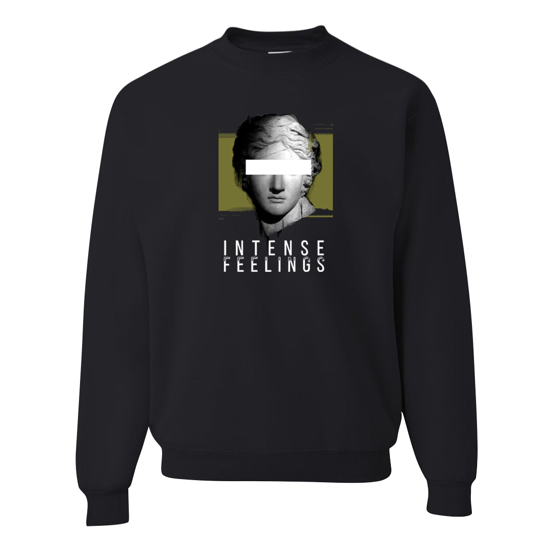 Medium Olive 1s Crewneck Sweatshirt | Intense Feelings, Black