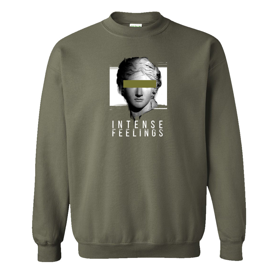 Medium Olive 1s Crewneck Sweatshirt | Intense Feelings, Military Green