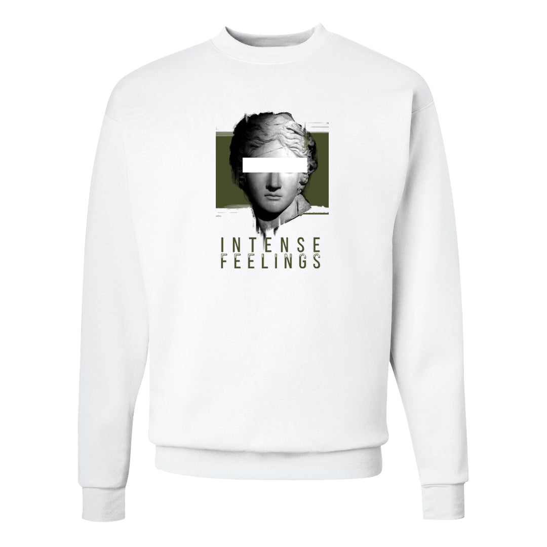 Medium Olive 1s Crewneck Sweatshirt | Intense Feelings, White