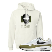 Medium Olive 1s Hoodie | Intense Feelings, White