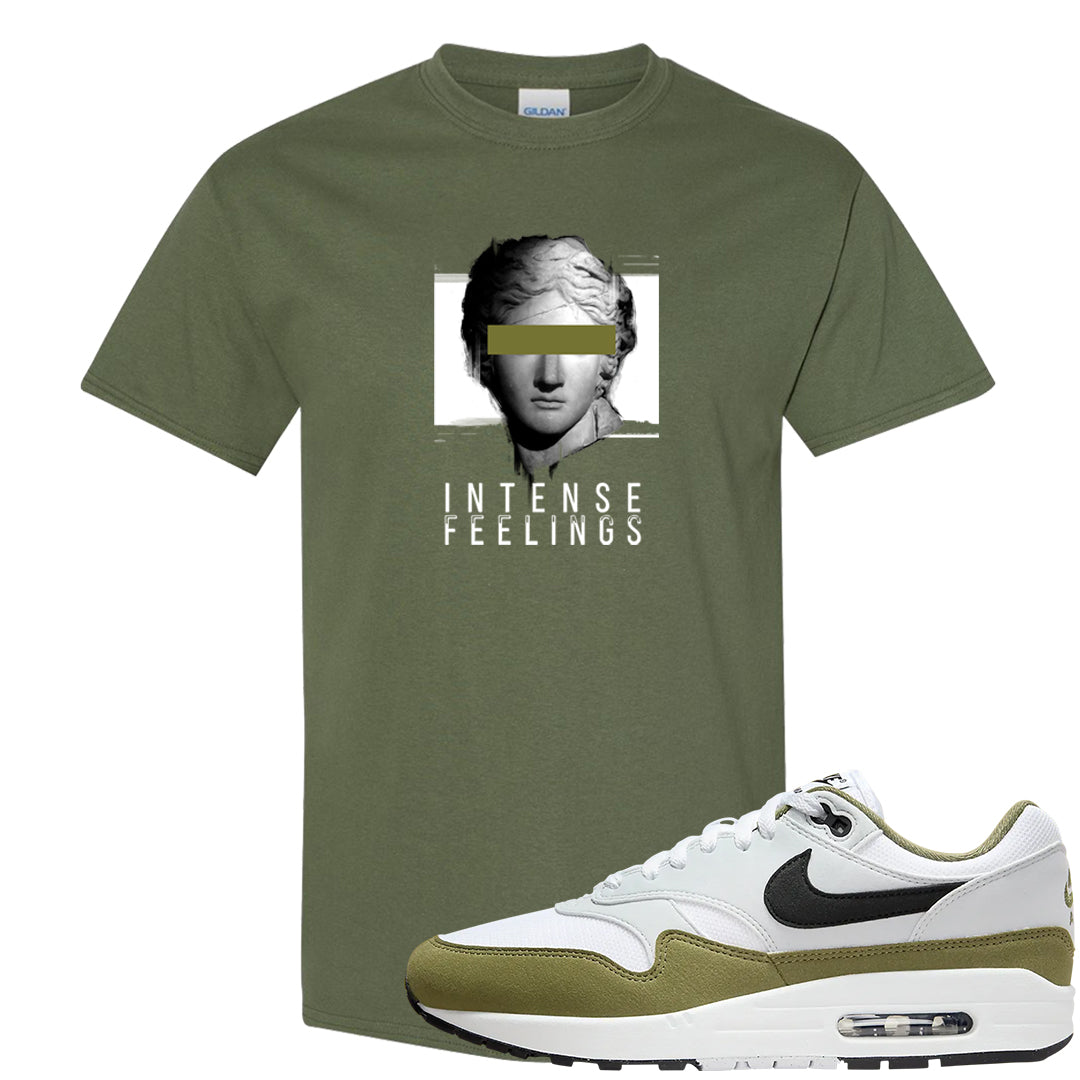 Medium Olive 1s T Shirt | Intense Feelings, Military Green