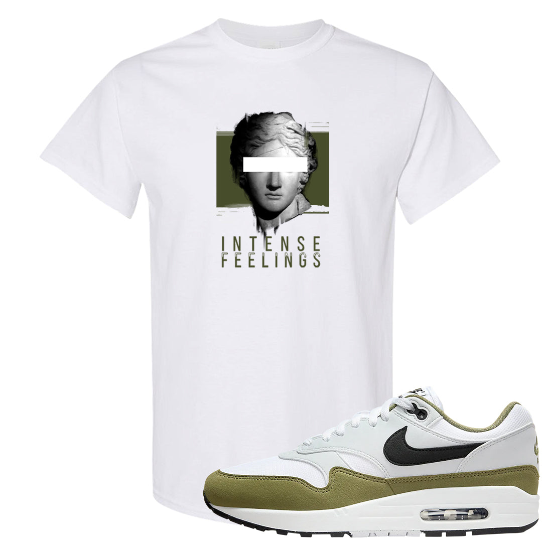 Medium Olive 1s T Shirt | Intense Feelings, White