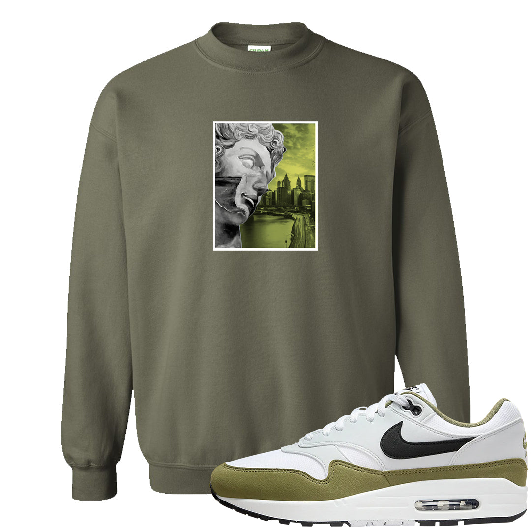 Medium Olive 1s Crewneck Sweatshirt | Miguel, Military Green