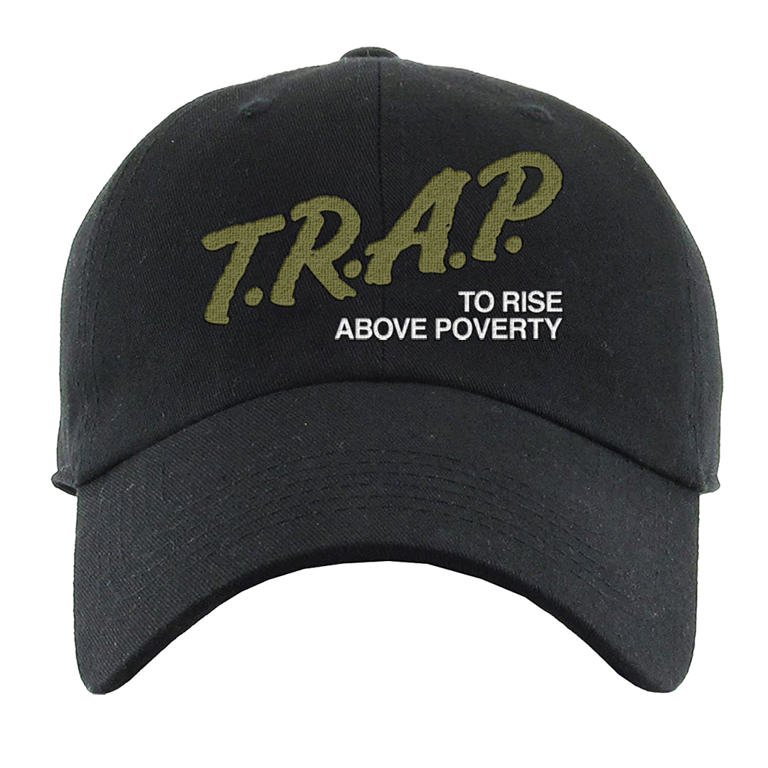 Medium Olive 1s Dad Hat | Trap To Rise Above Poverty, Black