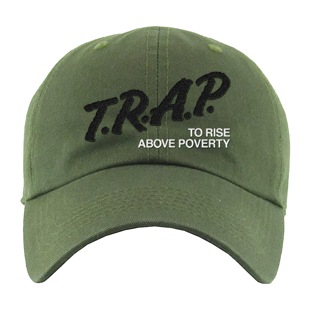 Medium Olive 1s Dad Hat | Trap To Rise Above Poverty, Olive