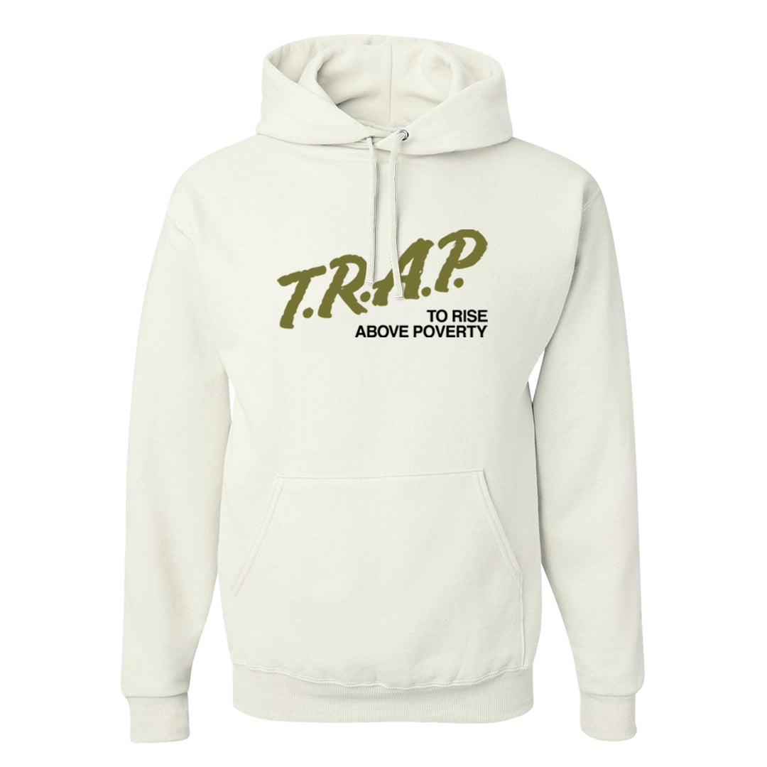 Medium Olive 1s Hoodie | Trap To Rise Above Poverty, White