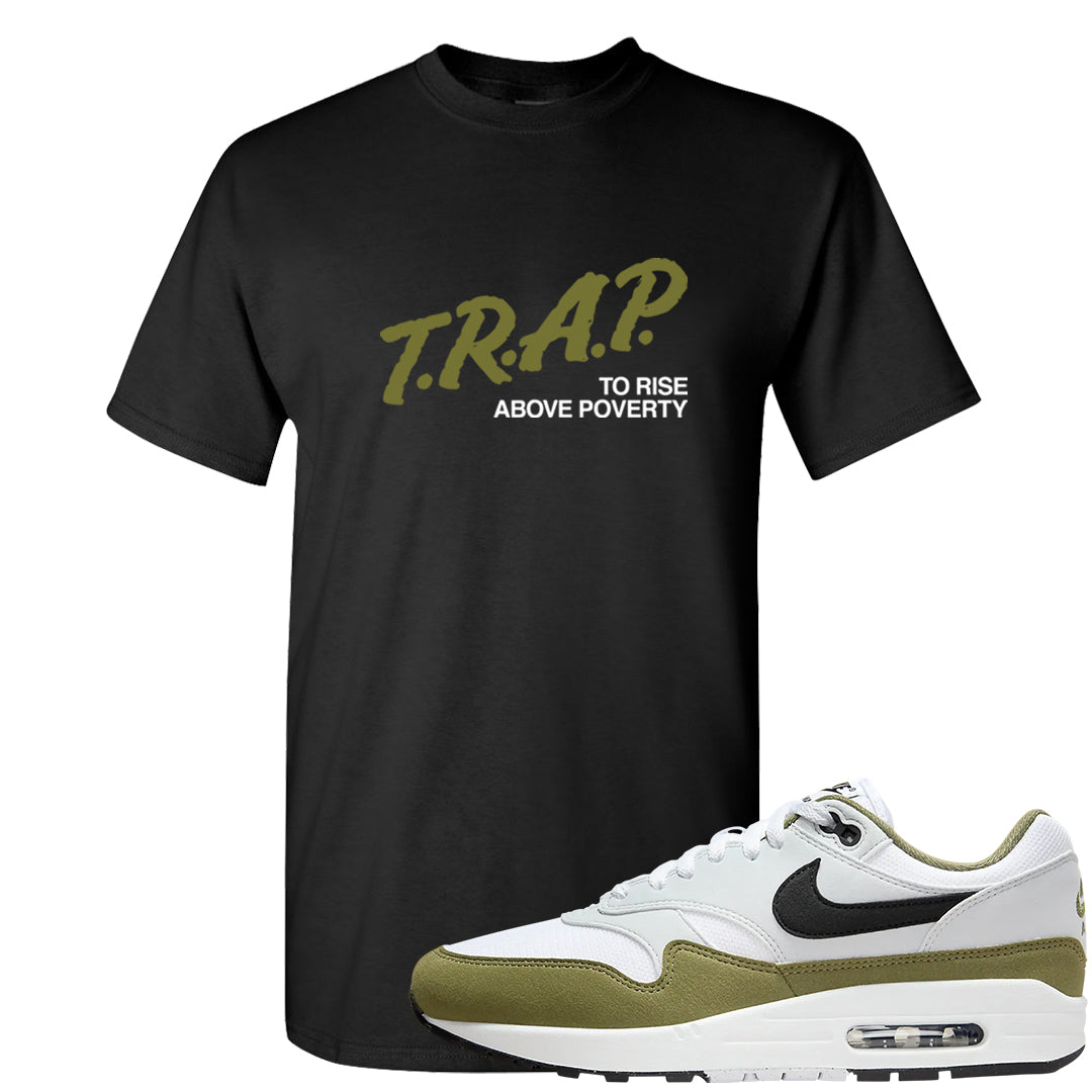 Medium Olive 1s T Shirt | Trap To Rise Above Poverty, Black
