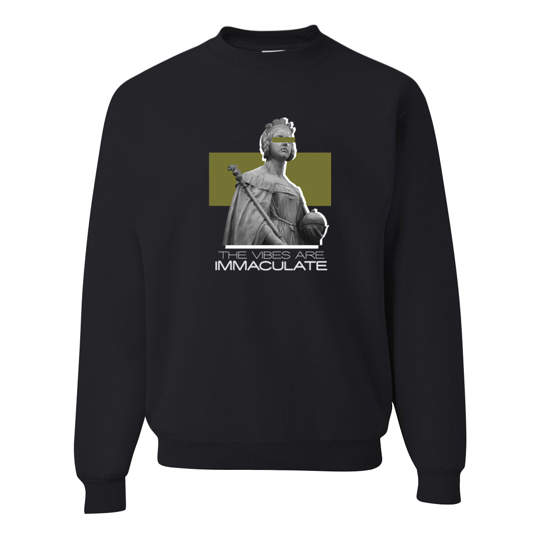 Medium Olive 1s Crewneck Sweatshirt | The Vibes Are Immaculate, Black