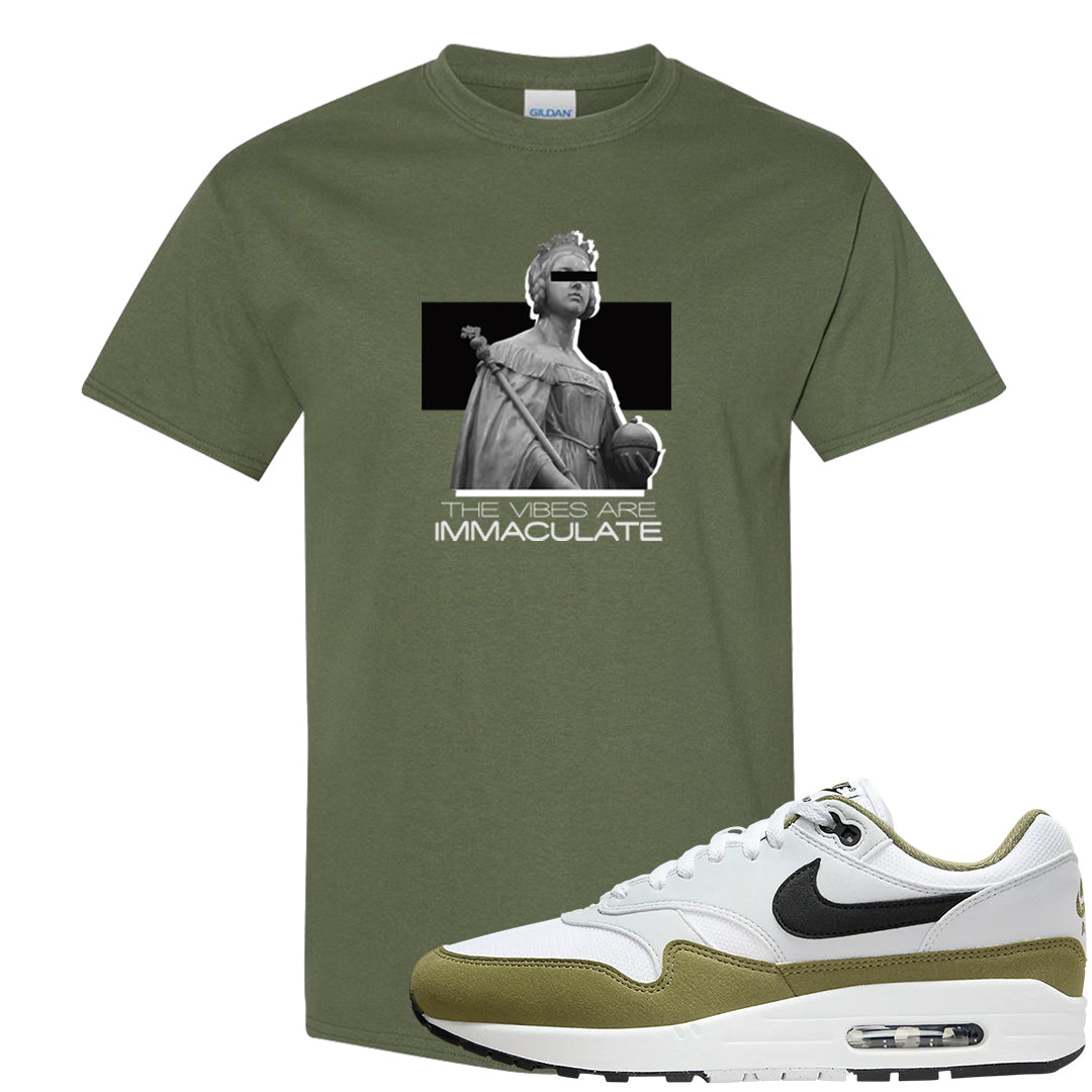 Medium Olive 1s T Shirt | The Vibes Are Immaculate, Military Green