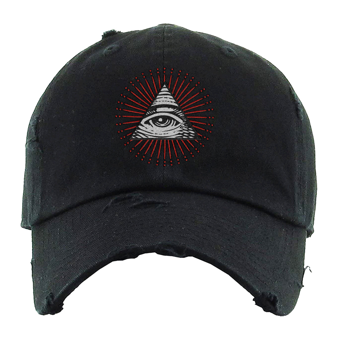 Obsidian 1s Distressed Dad Hat | All Seeing Eye, Black